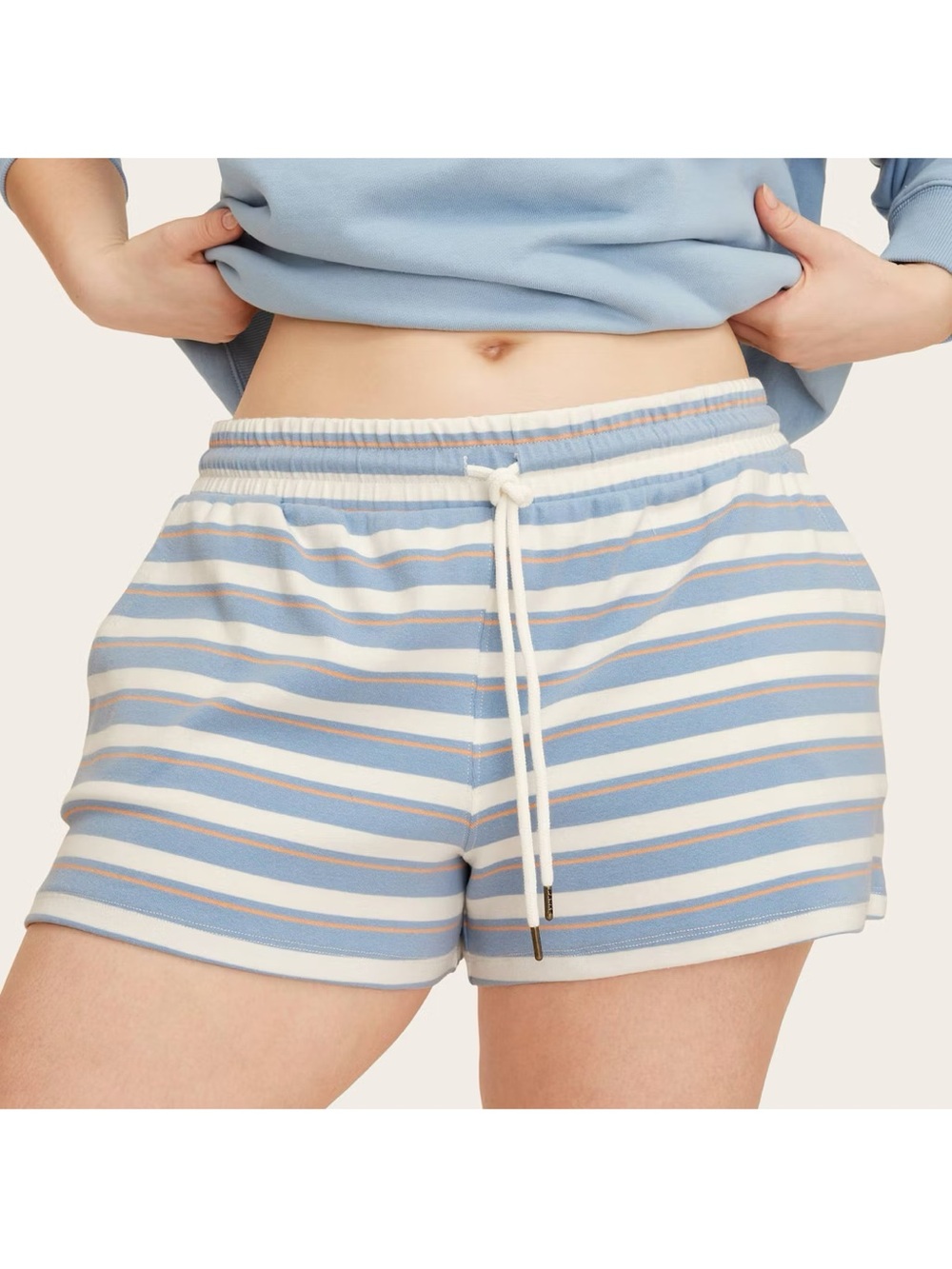 Parke x Target High-Rise Knit Pull-On Shorts in Light Blue/Orange Stripes Medium